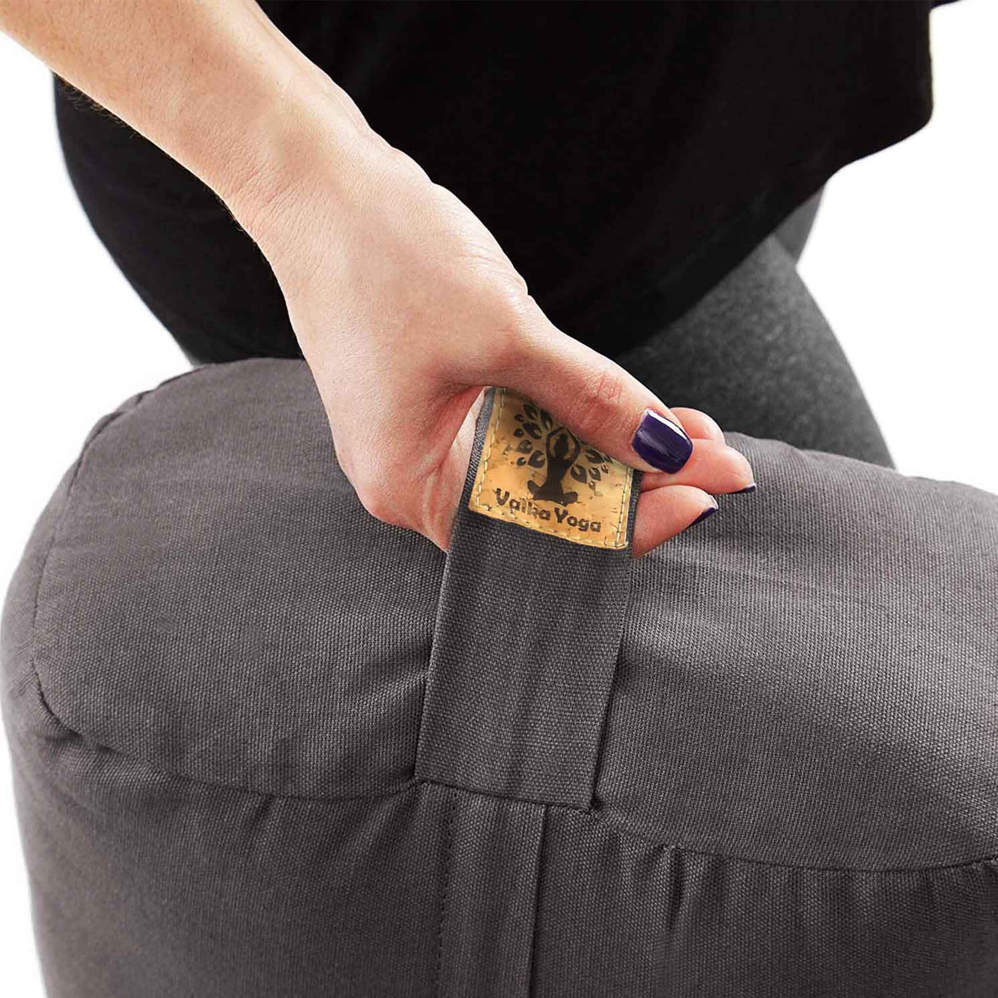 Yoga bolster with carry handle