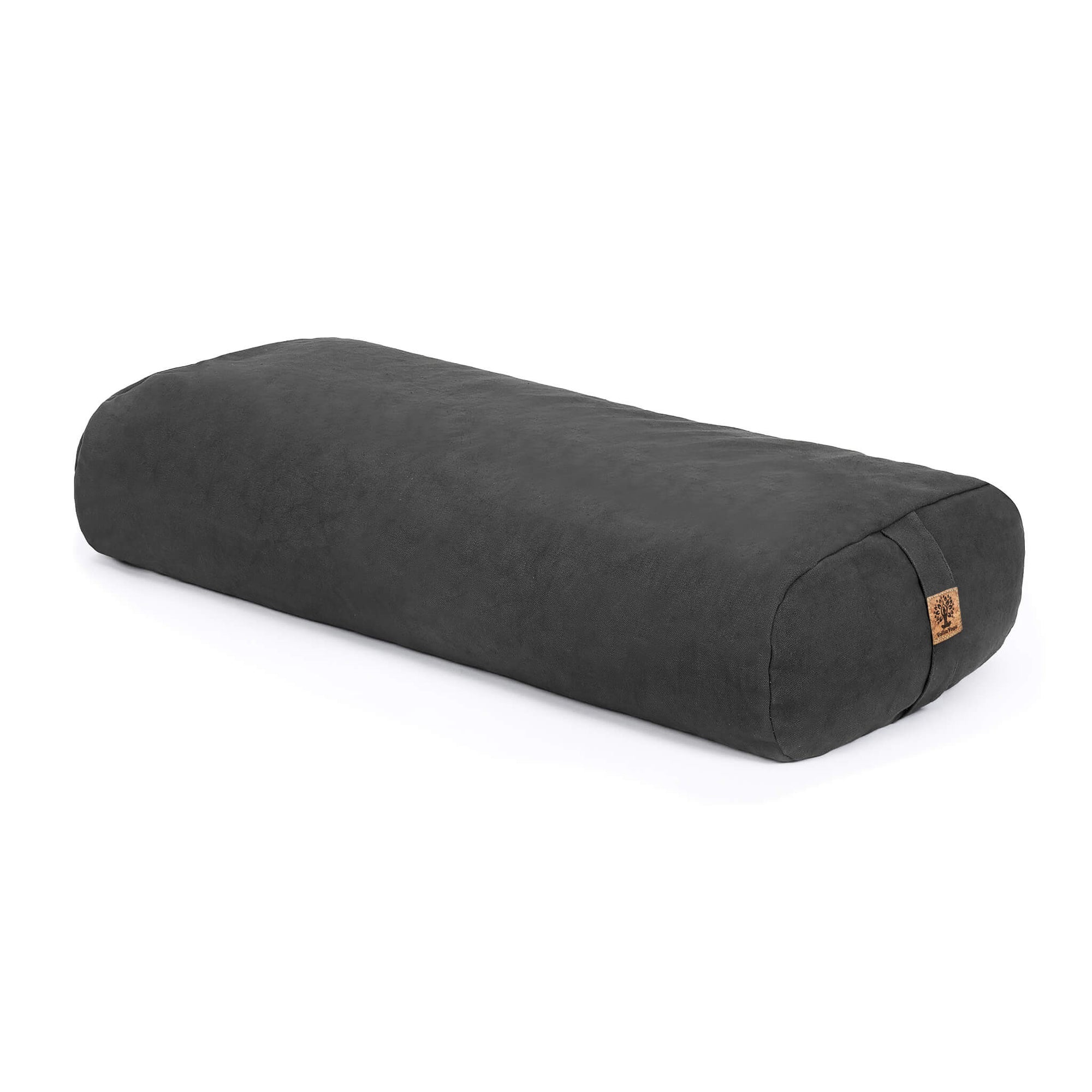 Charcoal grey rectangular bolster on a white background