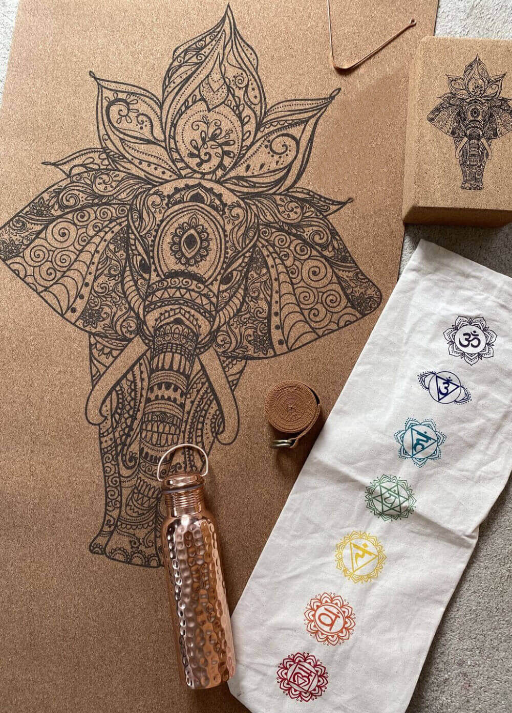 Cork Yoga Mat and Accessories