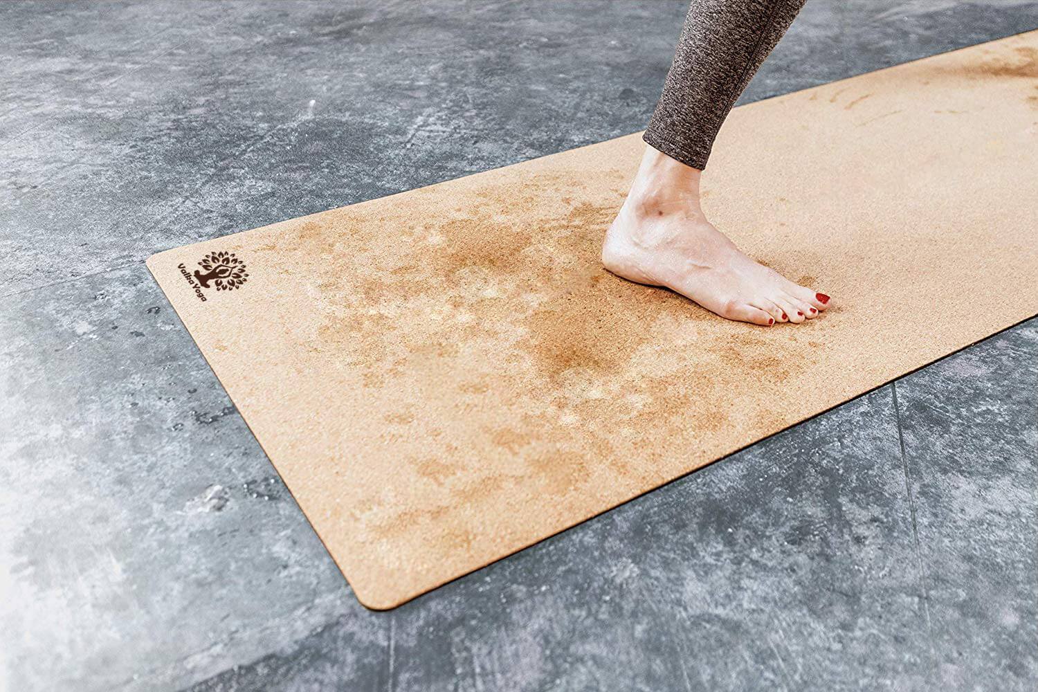 Premium cork yoga mat with sweaty feet