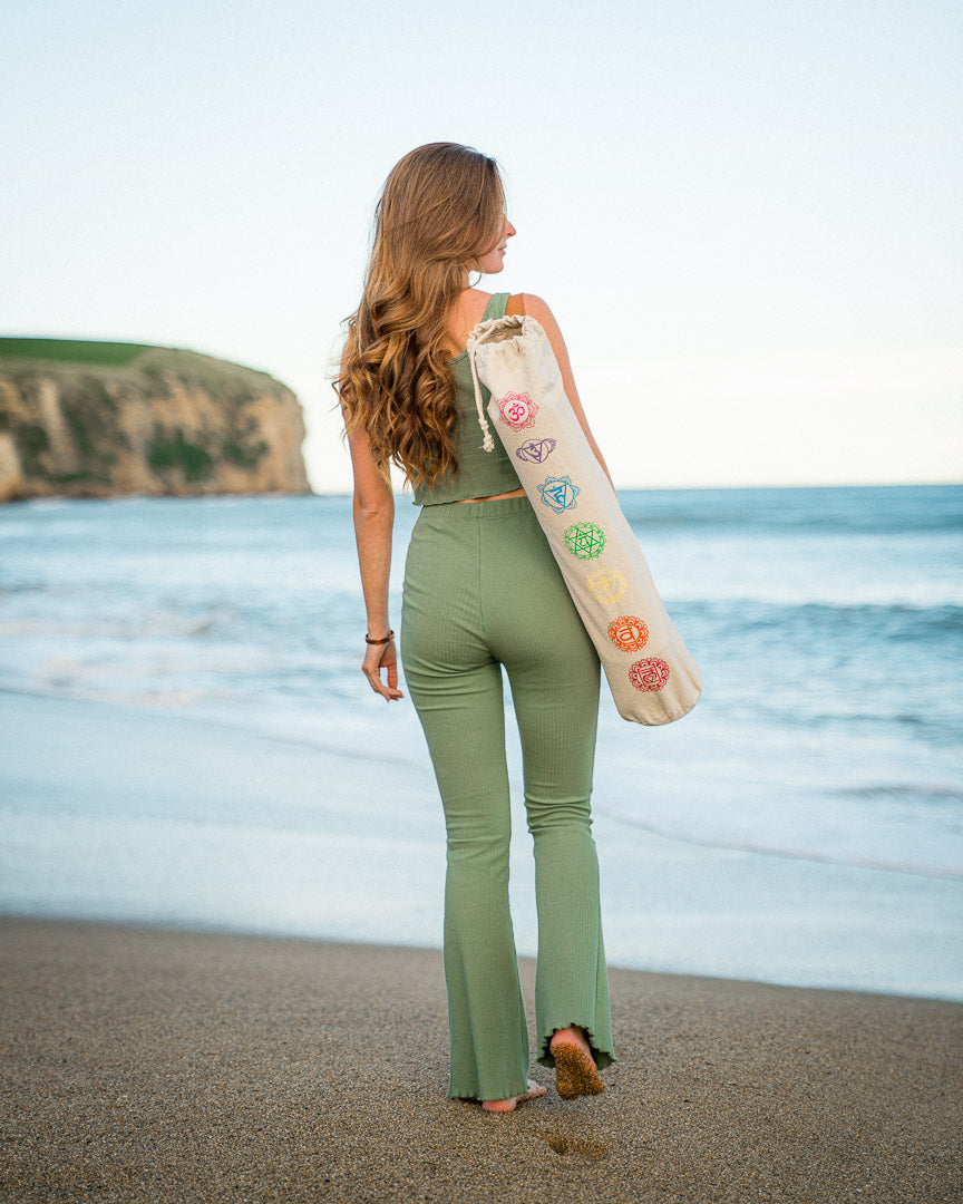 Yoga mat bag on NZ beach